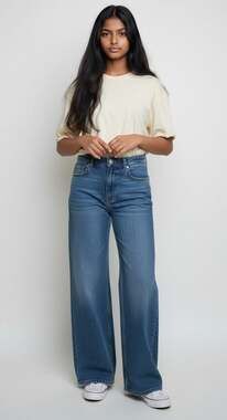 H&M DIVIDED Wide Leg Denim Jeans Sz 0